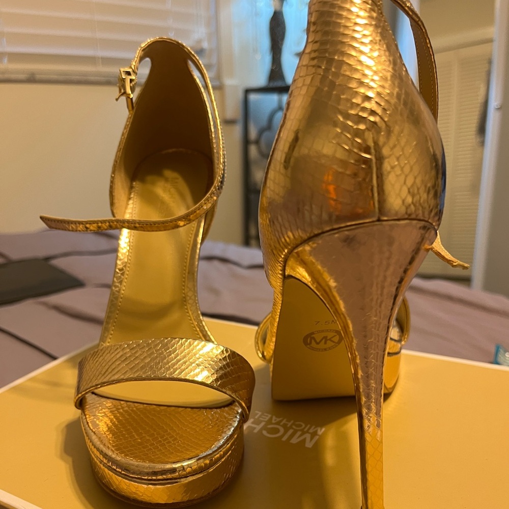 Gold Michael Kors Platform Stiletto